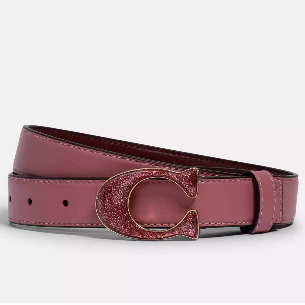 Coach Rose Leather Strap Belt